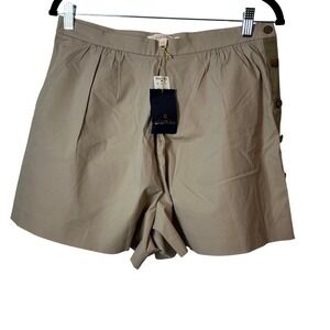 Brooks Brothers Women's Tan Pleated Side Button Short Size 10